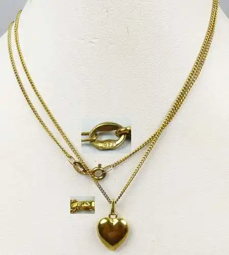 Kette aus 835er Silber vergoldet mit Anhänger Herz  (da4810)