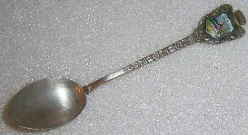 Toller Sammler-Löffel RAMSAU aus 800 Silber mit Wappen aus Emaille