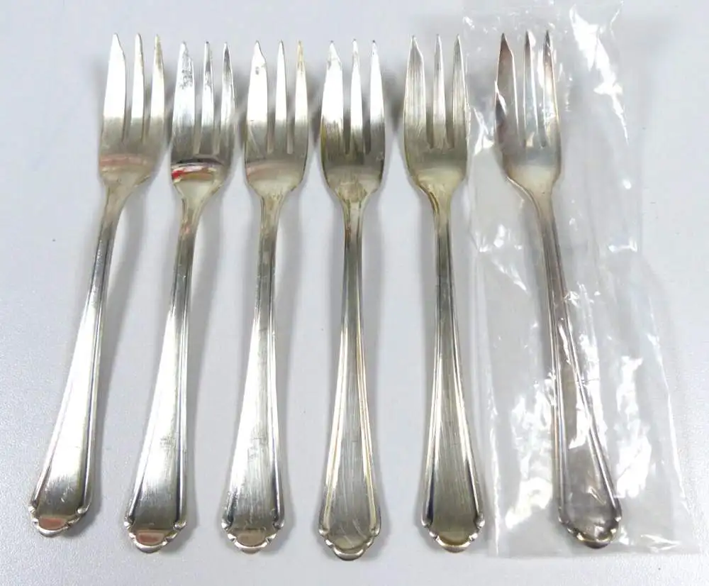 6 Kuchengabeln Auerhahn aus 800 Silber 170 Gramm 0