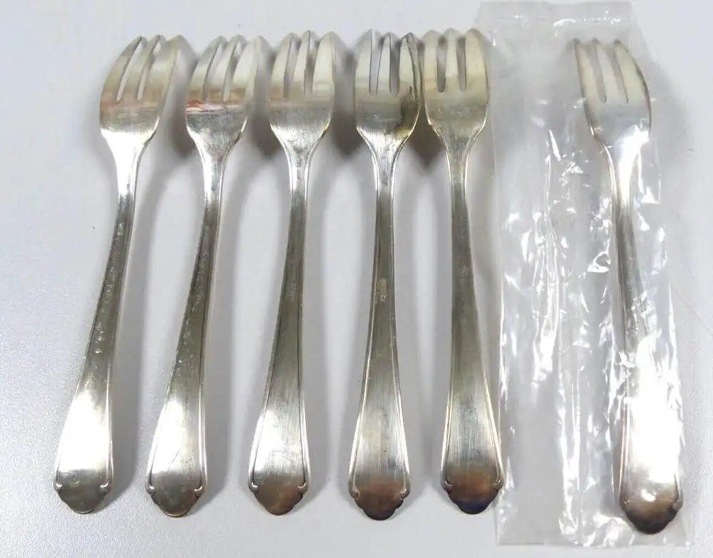 6 Kuchengabeln Auerhahn aus 800 Silber 170 Gramm 1