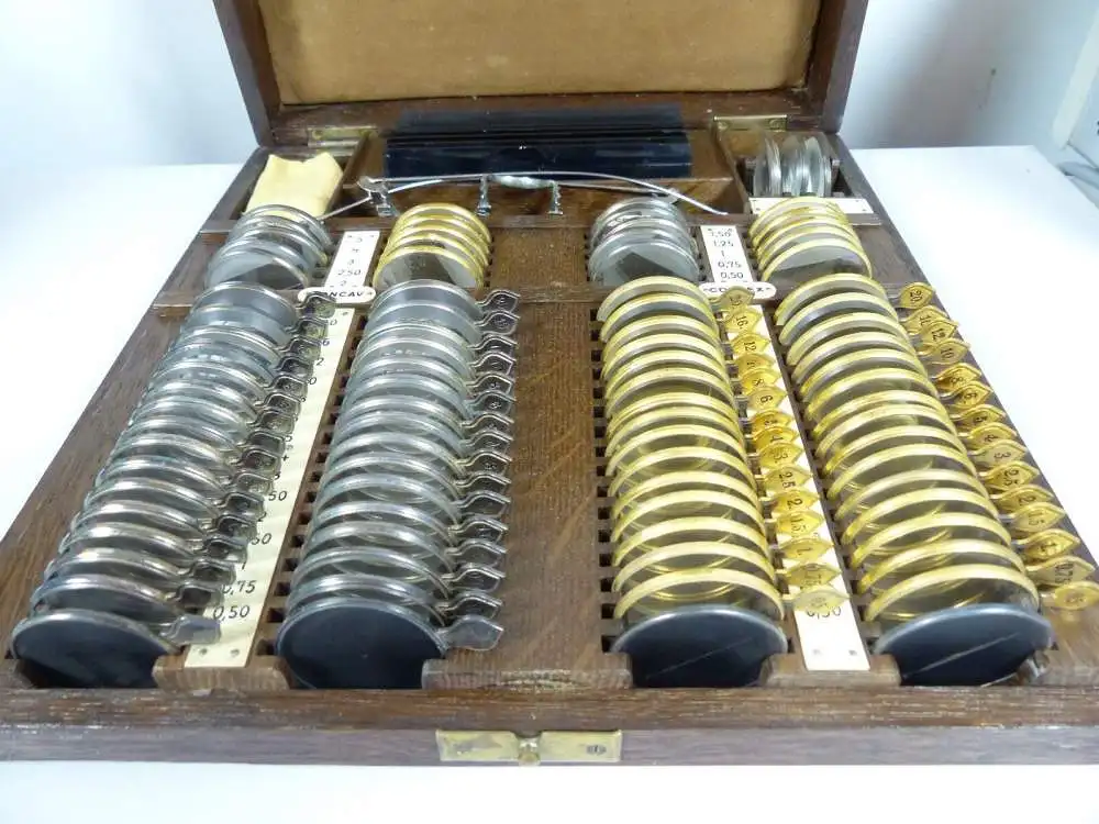 original alter Optiker Probierkasten komplett um 1900      (da5521) 2