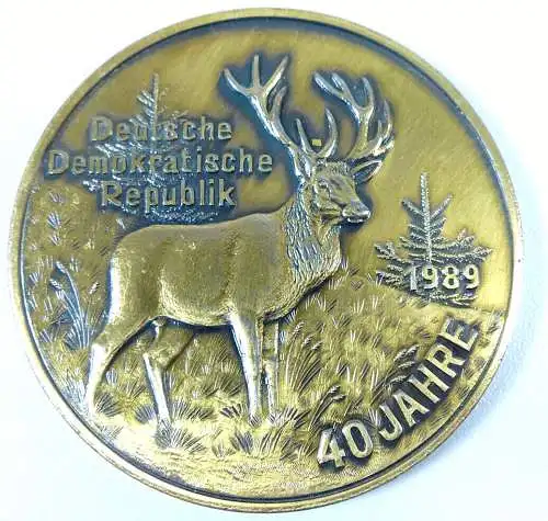 original alte Medaille DDR Ehrengabe Jagdwesen 40 Jahre DDR