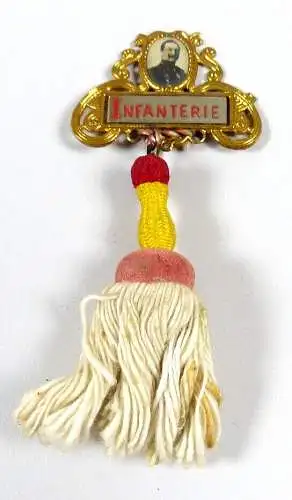 Preussen Anstecker mit Bild Kaiser Wilhelm II.  INFANTERIE zur Musterung