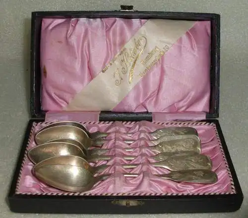 6 sehr schöne Mokka-Löffel aus 800er in OVP  (da4086)