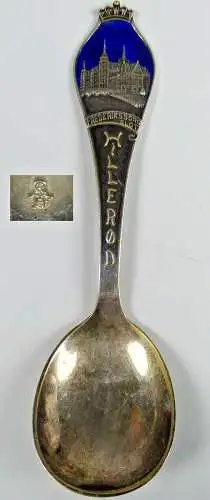 Sahnelöffel versilbert mit Emaille Hillerød Dänemark Frederiksborg Slot (da5053)