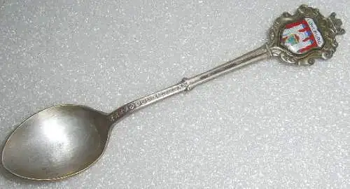 Toller Sammler-Löffel LÜNEBURG aus 800 Silber mit Wappen aus Emaille