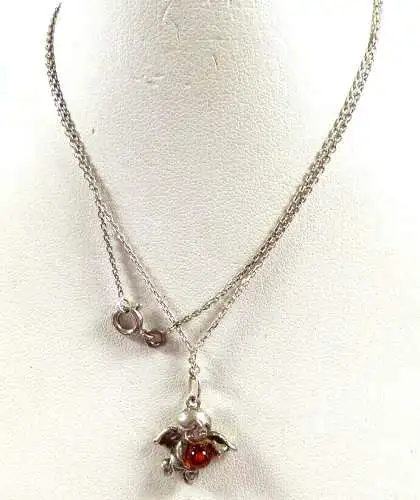 Anhänger Engel mit Bernstein/Amber aus 925 Silber mit Kette 925 Silber