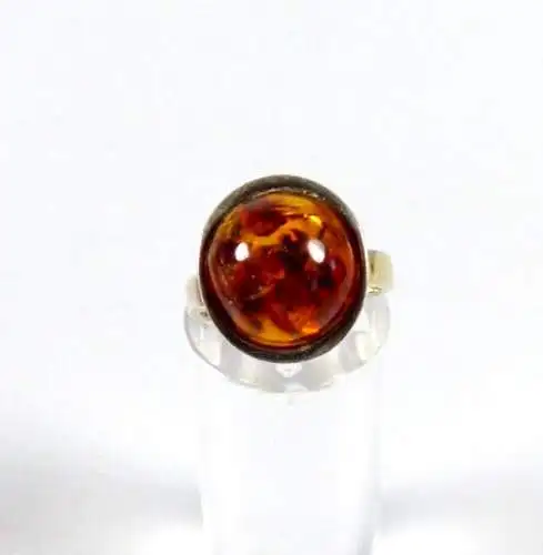 Ring aus 925 Silber, mit Bernstein Amber Gr. 52 Größenverstellbar