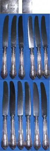 6 Gründerzeit Messer 800 Silber     (c5850)