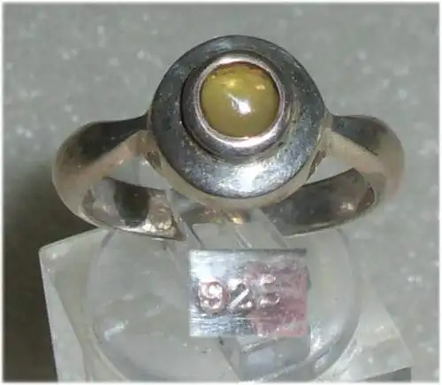 Ring aus 925er Silber mit citrinfarbenen Stein,  Gr. 55, Ø 17,5 mm  (da3689)