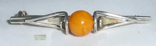 Brosche aus 835 Silber mit Bernstein/Amber  (da4366)