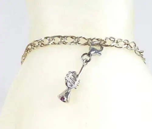 Armband aus 925 Silber  19 cm mit Anhänger Trompete