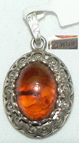 Anhänger 800 Silber mit Bernstein/Amber / 2,11 Gramm aus Auflösung  (da4357)