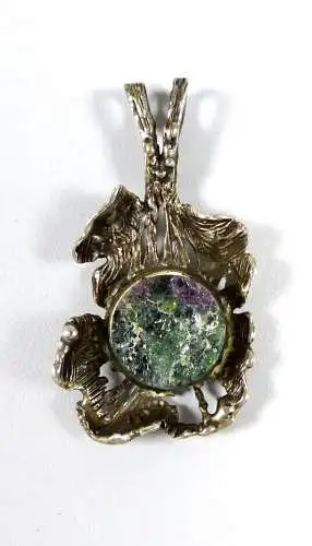Anhänger aus 925 Silber mit unbearbeitetem Stein