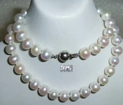 Sehr schöne Süßwasser-Zuchtperlen-Kette m. Verschluß aus 925er Silber (da2988)