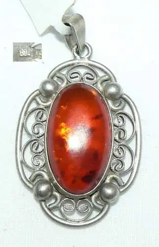 Anhänger 800 Silber mit Bernstein/Amber / 3,06 Gramm aus Auflösung  (da4348)