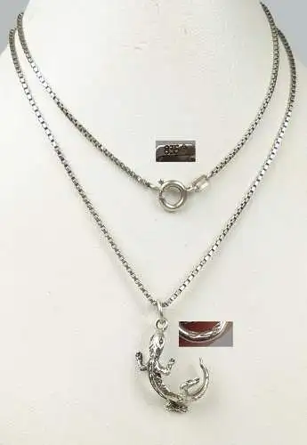 Kette und Anhänger aus 835er Silber mit Salamnder  (da4955)