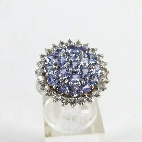 Ring 925 Silber hellblauen Kristallen  Größe 57  