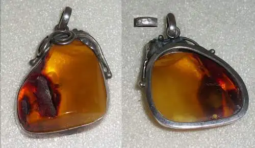 Toller alter Anhänger aus 925er Silber m. Bernstein/Amber  (da3981)