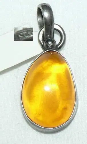 Anhänger 835 Silber mit Bernstein/Amber / neuwertig aus Auflösung  (da4344)