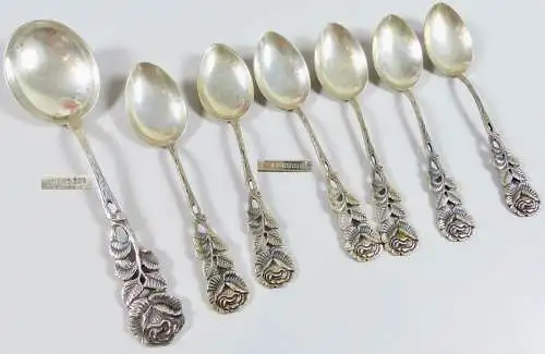 Hildesheimer Rose 6 Kaffeelöffel und 1 Sahnelöffel aus 800 Silber (da5950)