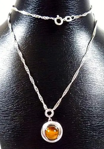 Silberkette aus 925 Silber  mit Anhänger aus 925 Silber Tigerauge  44 cm