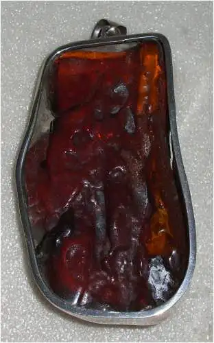 Designer-Anhänger aus 925er Silber mit sehr großem Bernstein Amber      