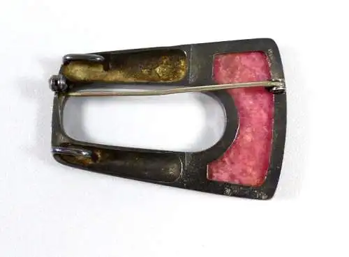 Designer Brosche oder Anhänger aus 925 Silber signiert mit Rhodonit