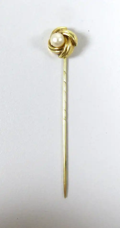 Krawattennadel aus 585 Gold mit  Perle 0