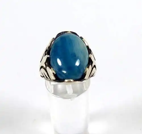 sehr schöner Ring aus massivem 925 Silber mit blauem Achat Größe 61