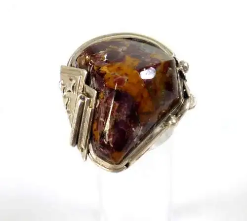 russischer Designer Ring aus massivem 925 Silber mit Cabochon Größe 56