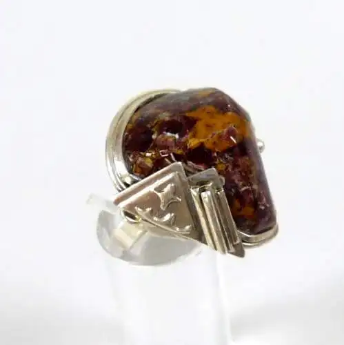russischer Designer Ring aus massivem 925 Silber mit Cabochon Größe 56