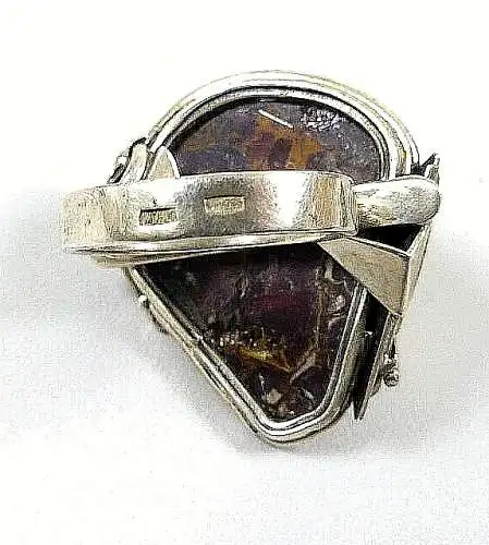 russischer Designer Ring aus massivem 925 Silber mit Cabochon Größe 56