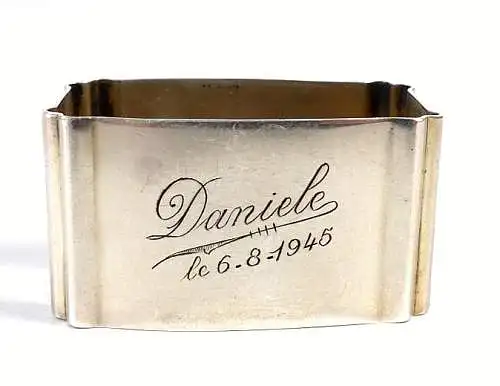 Serviettenring aus 800  Silber mit  Gravur Daniele und 6.8.1945