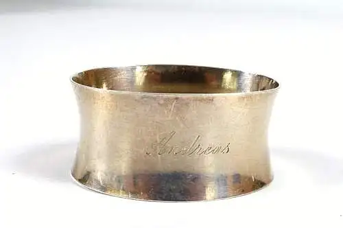 Serviettenring Hermann Bauer aus 835  Silber graviert Andreas und 17.3.63
