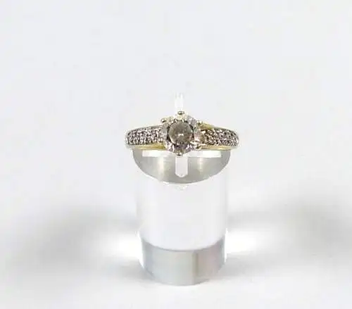 Ring aus 925 Silber teilvergoldet mit  Kristall  Größe 60