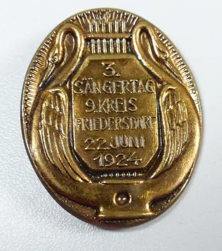 Pin Abzeichen 3. Sängertag 9. Kreis Friedersdorf 22. Juni 1924  (da5473) 