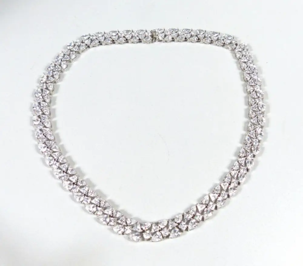exquisite Silber Kette  aus 925 Silber mit  Diamonique Cubic Zirconia signiert 0