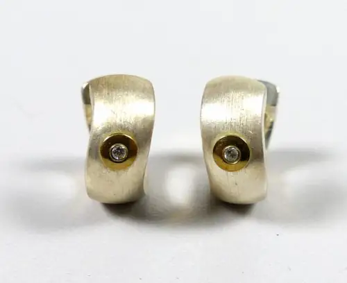 Ohrringe Creolen aus 925 Silber mit Zirkonia Friedrich Binder Mönsheim signiert