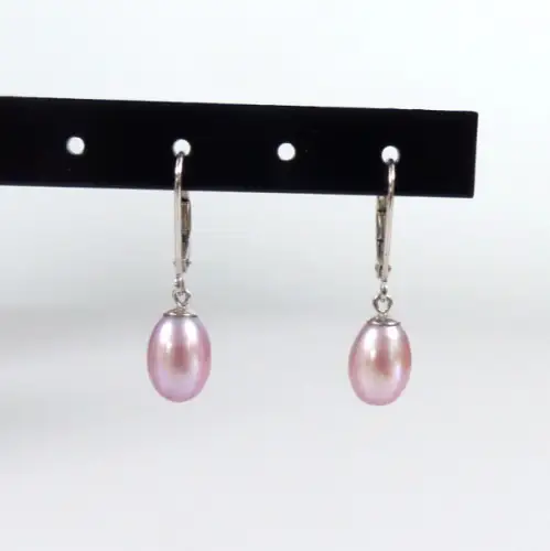 Ohrringe Hängeohrringe aus 925 Silber mit rosa Perlen