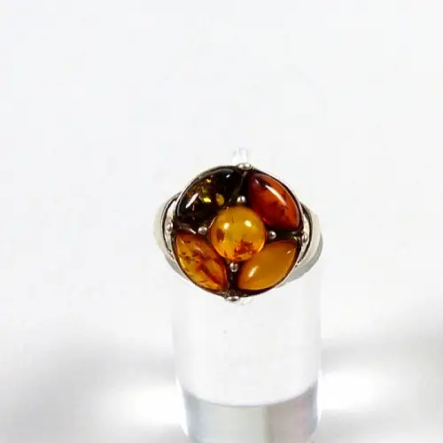 Ring aus 925 Silber  mit  Bernstein Amber  Größe 53