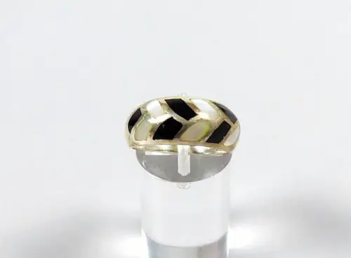 Ring aus 925 Silber  mit  Mondstein und Onyx Größe 56