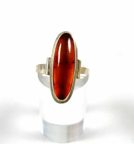 Ring aus 800 Silber mit Bernstein Amber  Größe 56