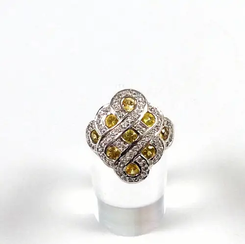 Ring aus 925 Silber mit Citrine,   Größe 53