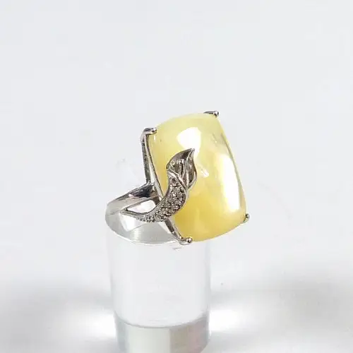 wunderschöner Ring aus 925 Silber mit Bernstein Amber,   Größe 56
