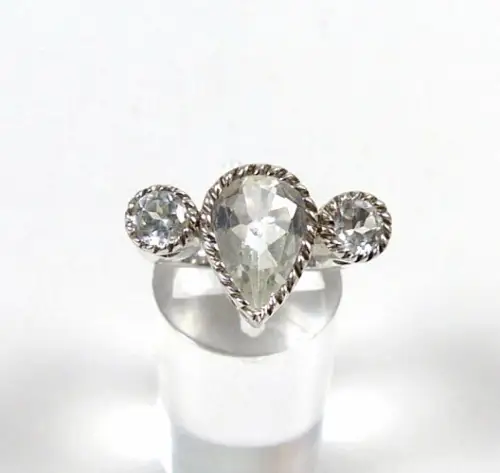 Ring aus 925 Silber mit Moissanite,   signiert MDI,  Größe 57