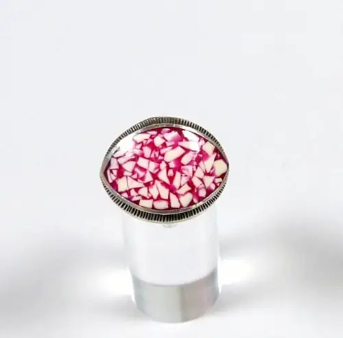 Ring aus 925 Silber mit synthetischem Rosa Opal ,  Größe 57