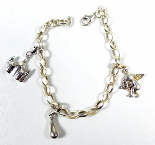 Bettel Armband aus 925 Silber mit drei Anhänger  19 cm