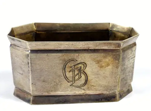 alter Serviettenring Bremer Silberwarenfabrik aus 800 Silber mit Monogramm GB