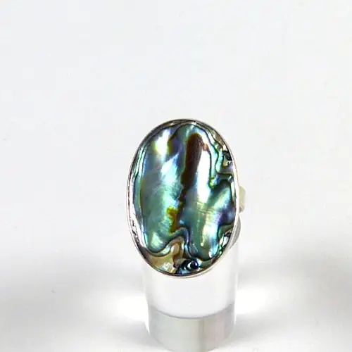 Ring aus 925 Silber mit Powershell,  Größenverstellbar, Größe 59